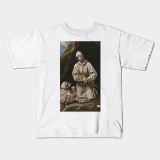 Saint Francis and Brother Leo in Meditation by El Greco Kids T-Shirt